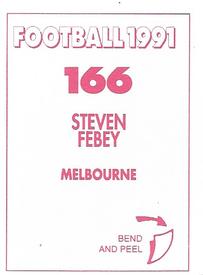 1991 Select AFL Stickers #166 Steven Febey Back